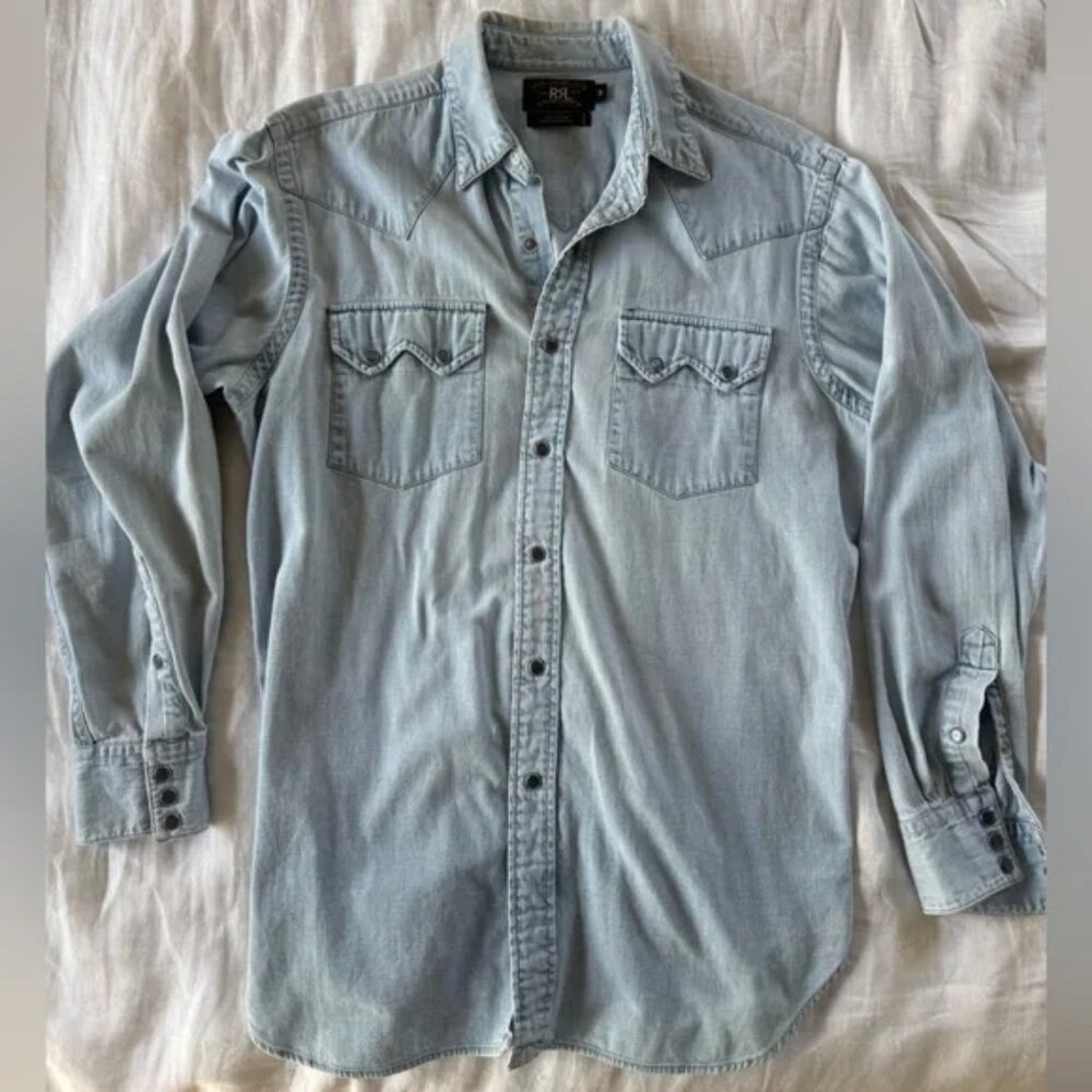 RRL Ralph Lauren Western Denim Shirt, Light Wash, Medium